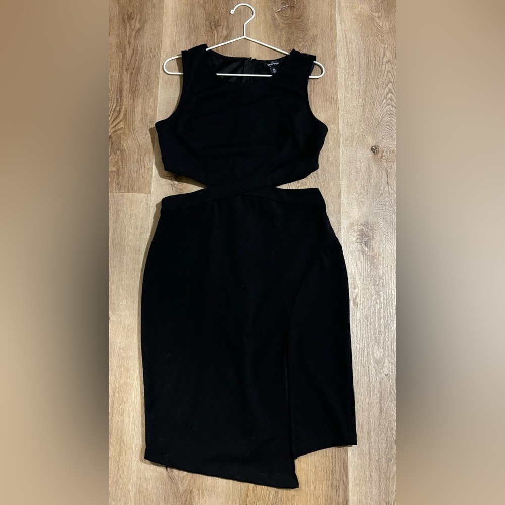 Black Asymmetrical Cutout Short Dress